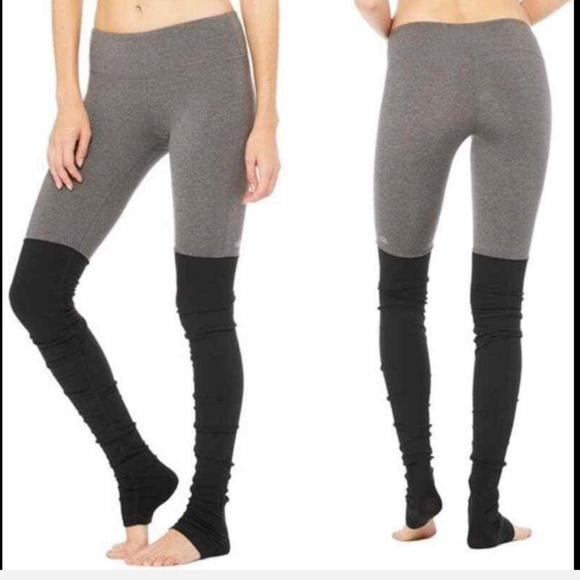 ALO Yoga Pants - Alo Goddess Leggings in Gray and Black Size M